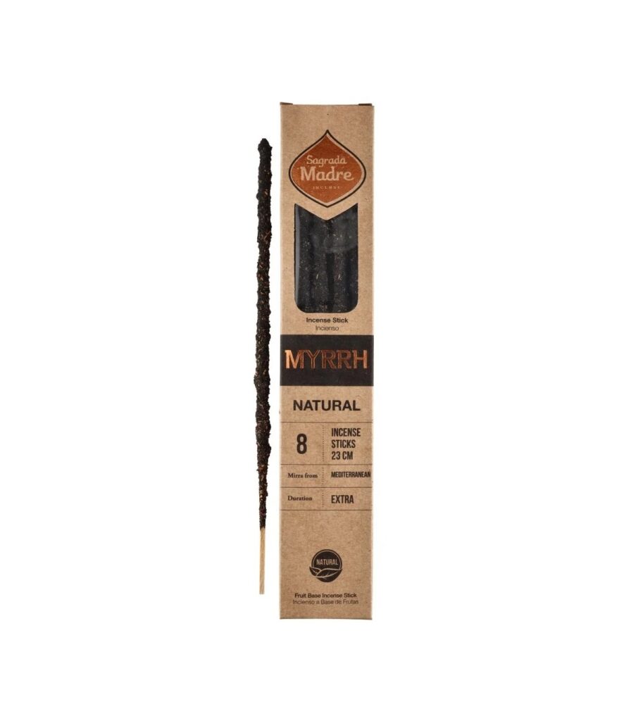 Bastão de incenso natural Sagrada Madre de mirra pura Commiphora sem sintéticos, purificação e proteção espiritual, Sopro d’Alma