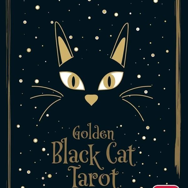 Baralho de tarot Golden Black Cat com 78 cartas e estetica gotica dourada