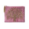 Bolsa de veludo rosa com fecho e símbolo da Árvore da Vida 20x15cm