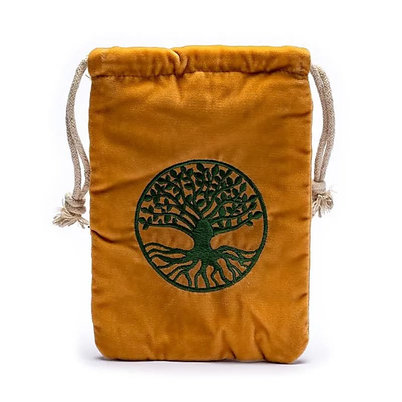 Bolsa em veludo com símbolo da Árvore da Vida 19x13cm sem fecho