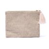 Bolsa em veludo bege e dourado com fecho e Flor da Vida 20x15cm