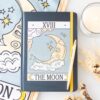 Caderno A5 The Moon Vintage Tarot com ilustração retro de A Lua na capa
