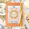 Caderno A5 The Sun Vintage Tarot com ilustração retro de O Sol na capa