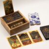 Caixa de madeira para tarot com dois compartimentos separados e suporte para exibição de cartas em posição vertical
