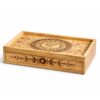 Caixa de madeira para tarot com mecanismo de gaveta deslizante e gravação Sol e Lua, linha TarotB