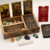 Caixa de tarot em madeira com três compartimentos
