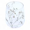 Castiçal de vidro floral em vaso com margaridas naturais prensadas 12x11cm, peça central de altar, Sopro d’Alma