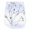 Castiçal de vidro floral em vaso com margaridas naturais prensadas 12x11cm, peça central de altar, Sopro d’Alma
