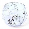 Castiçal de vidro transparente em vaso com margaridas naturais prensadas 8x10cm, Sopro d’Alma