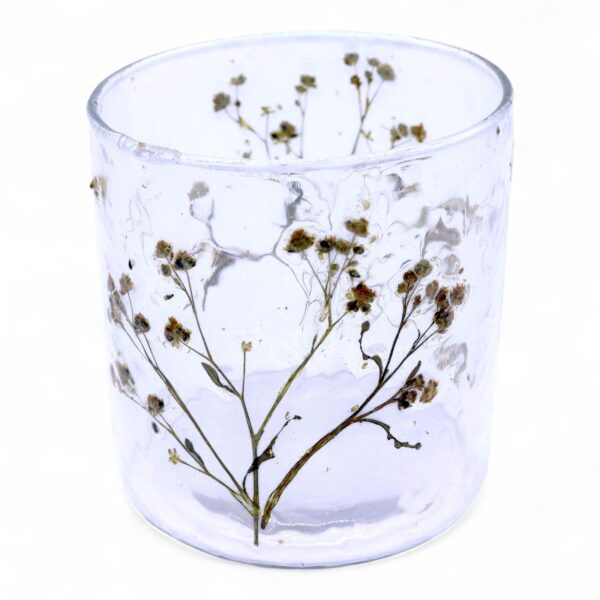 Castiçal de Vidro Floral Natural Cilíndrico - Margarita 8x8cm