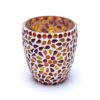 Porta velas em mosaico vermelho e amarelo de 10cm para vela de cha