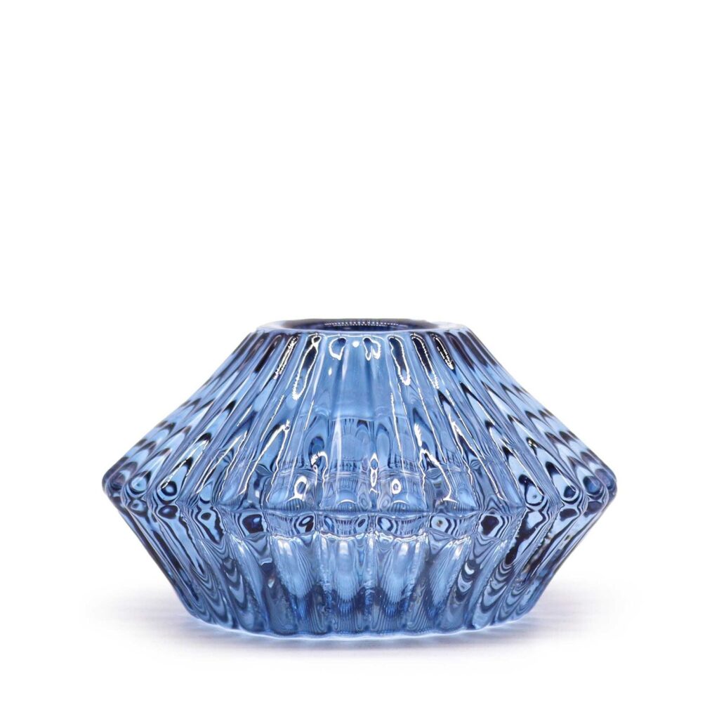 Castiçal Reversível Flor em Azul Real: Para Vela de Jantar e de Chá