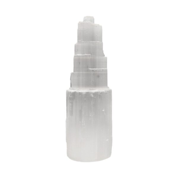 Monólito de selenite natural de 15cm com brilho translúcido e presença marcante