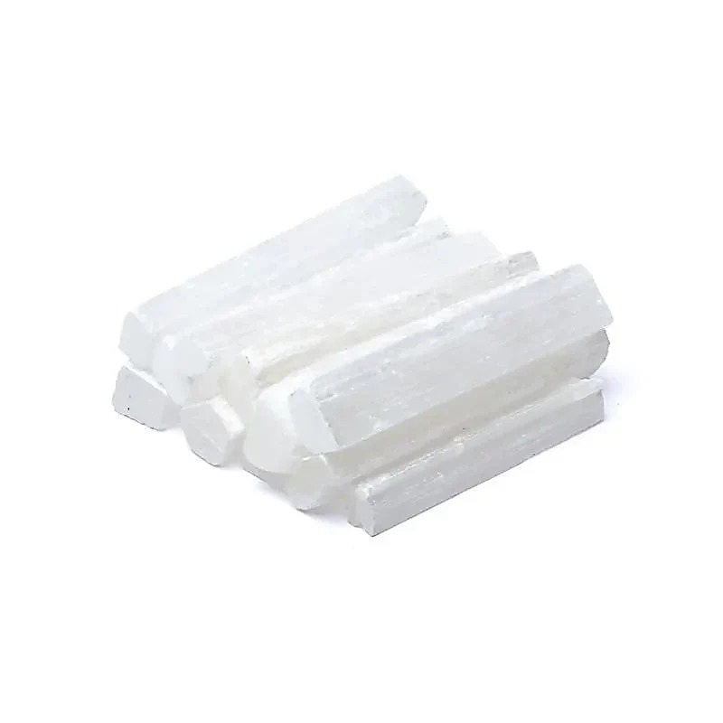 Bastao de selenite natural de 8-10cm, tamanho portatil para limpeza de cristais