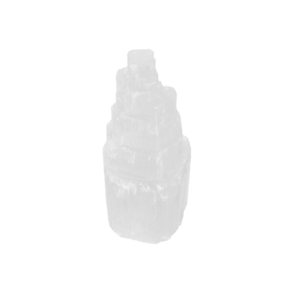 Monolito de selenite natural de 10cm com brilho translucido prateado