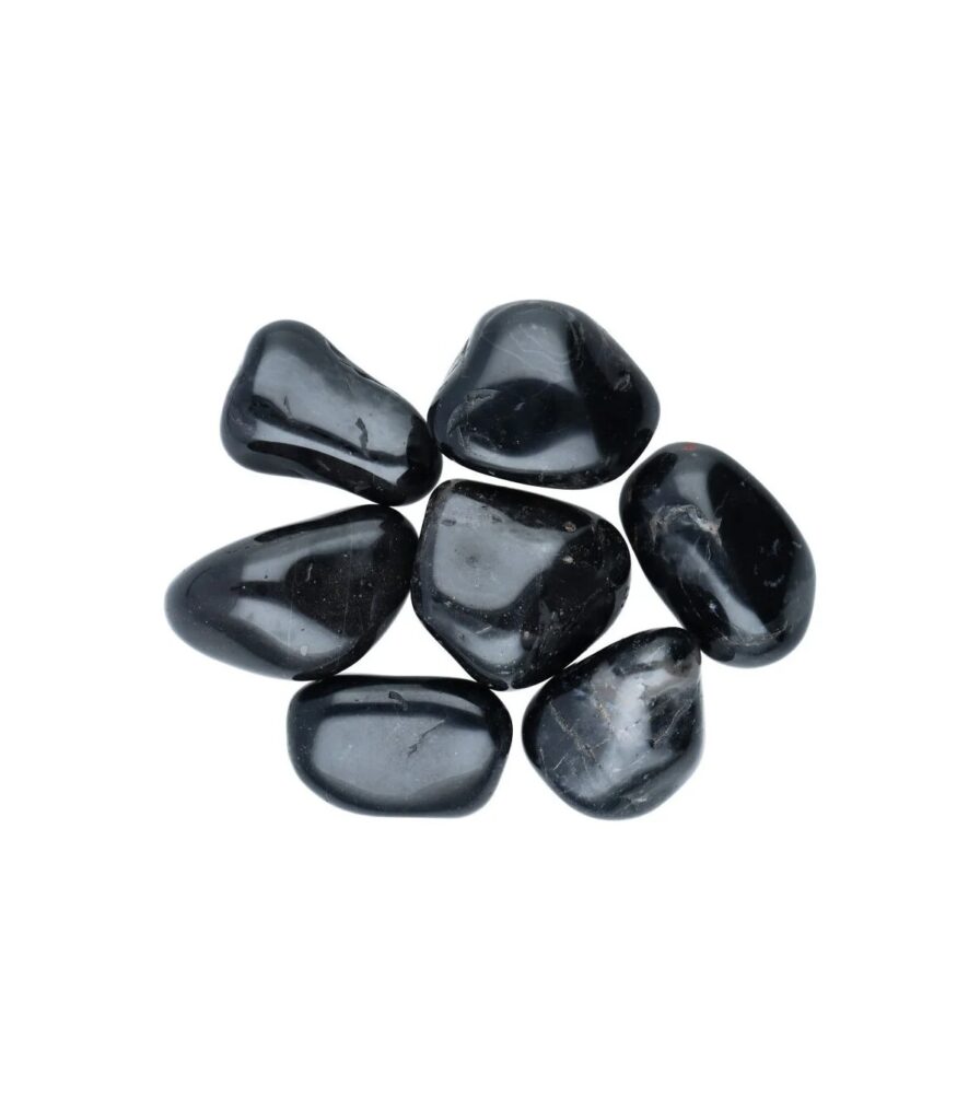 Ónix preta rolada e polida, aprox. 4x3cm, preto profundo e opaco, pedra de protecção energética Sopro d’Alma