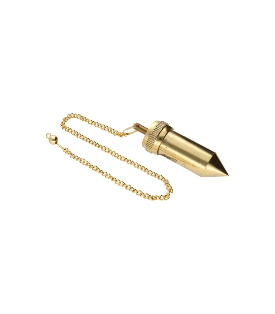 Pêndulo de bronze maciço grande com corrente metálica, 40 gramas, para radiestesia e trabalho energético, Sopro d’Alma