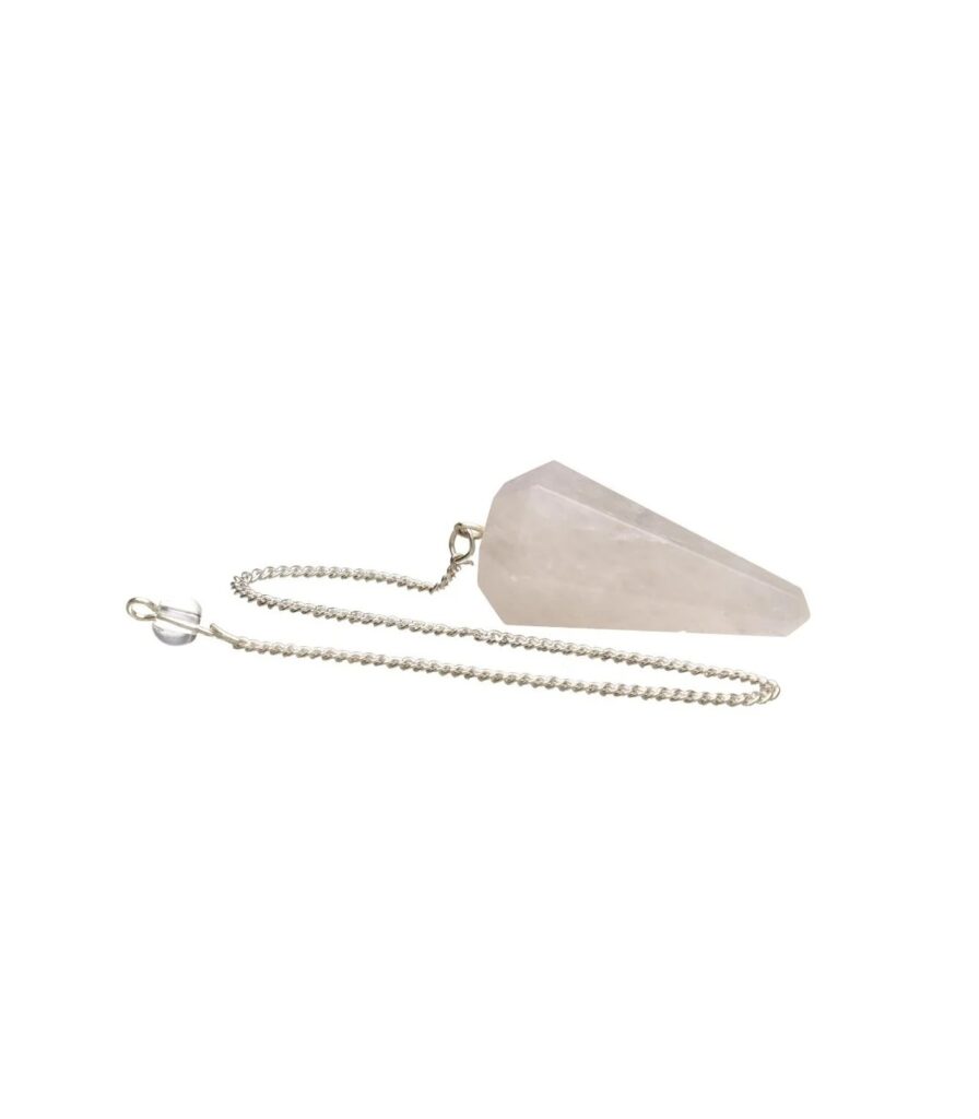 Pêndulo de quartzo cristal claro facetado 4cm, neutro e amplificador para radiestesia, Sopro d’Alma