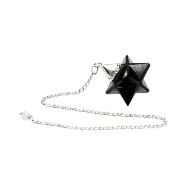 Pendulo de shungite com forma Merkaba de 3cm para radiestesia