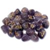 Set completo de 25 runas do Futhark Antigo gravadas em ametista natural com bolsa de armazenamento, Sopro d’Alma