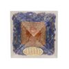 Pirâmide de orgonite com lápis-lazúli azul e Flor da Vida gravada, 7x7 cm, para sabedoria e clareza espiritual, Sopro d’Alma