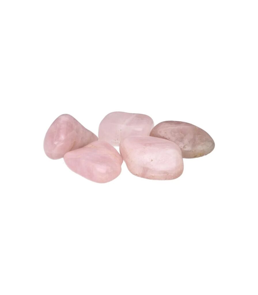 Quartzo rosa rolado 5cm, rosa suave translúcido, pedra do amor e autocompaixão, Sopro d’Alma