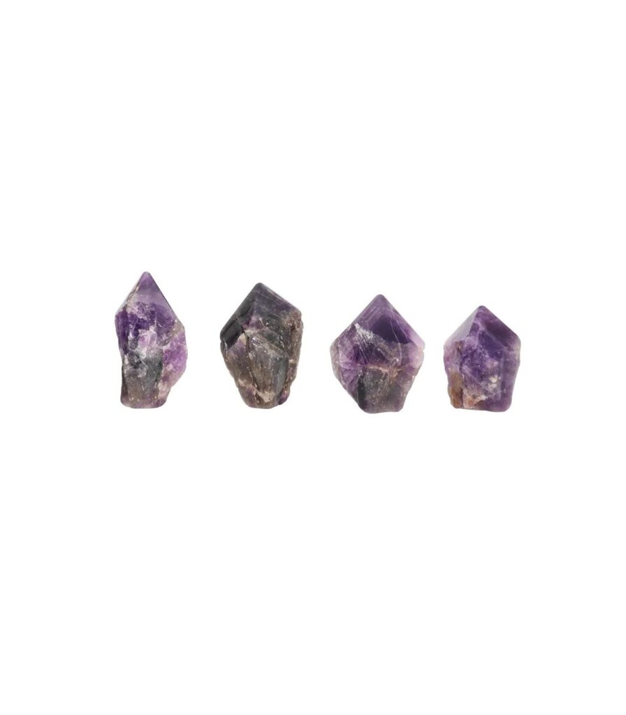 Ponta de ametista semipolida 5cm, base polida estável, corpo em bruto roxo natural, peça de altar Sopro d’Alma