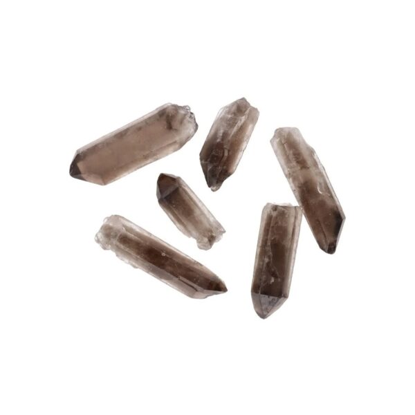 Ponta de quartzo fumado em bruto 4-6cm, coloração castanha natural, cristal de enraizamento Sopro d’Alma