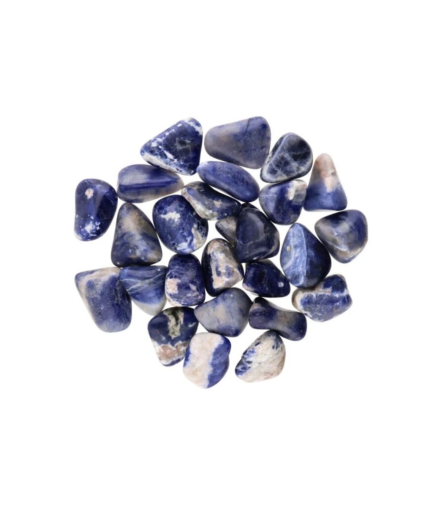 Sodalite rolada 2cm, azul royal com veias brancas, pedra de clareza mental e comunicação, Sopro d’Alma