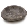 Suporte para incenso em madeira petrificada natural, textura mineral castanha, com perfuração central para varinha, peça única