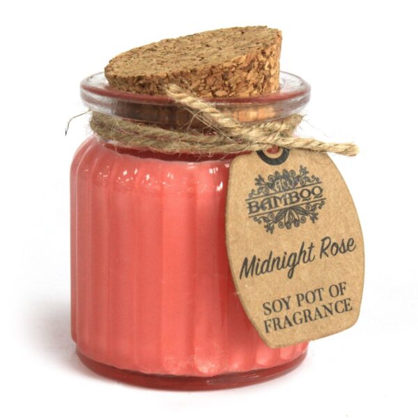 Vela de cera de soja com perfume de rosa em pote de bambu reutilizável, colecção Bamboo, Sopro d’Alma